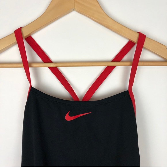 NWT Nike Hydrastrong Black & Red One Piece Swimsuit - Picture 3 of 9